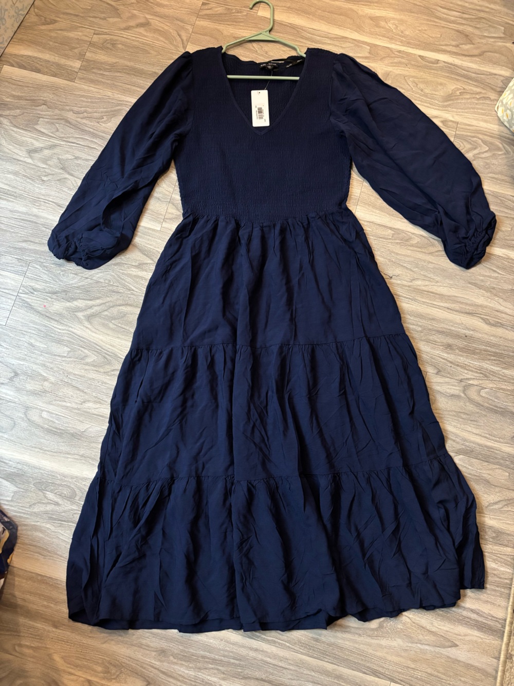 City Chic Navy Tiered Maxi Dress with Puff Sleeves